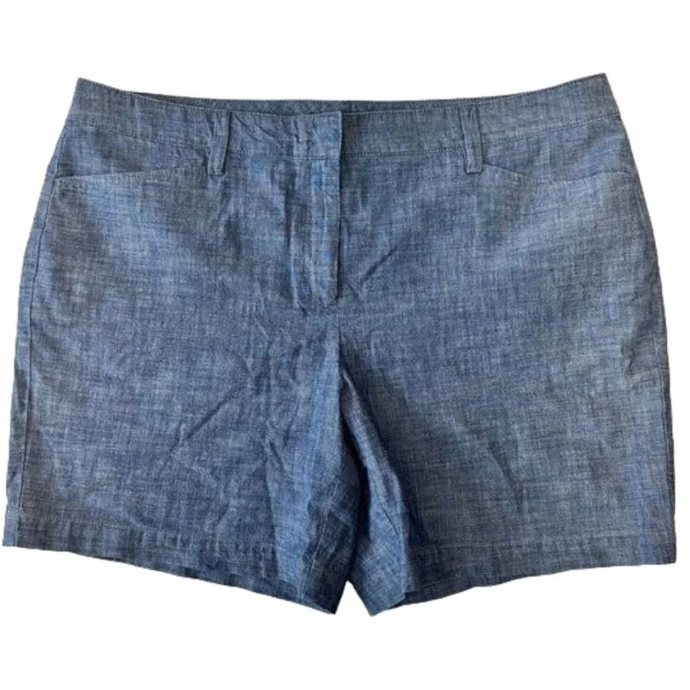 Land’s End 🆕 100% Cotton Chambray Shorts Denim Look Mid Rise NWOT Plus Size 16
